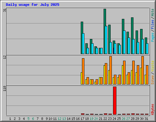 Daily usage for July 2025