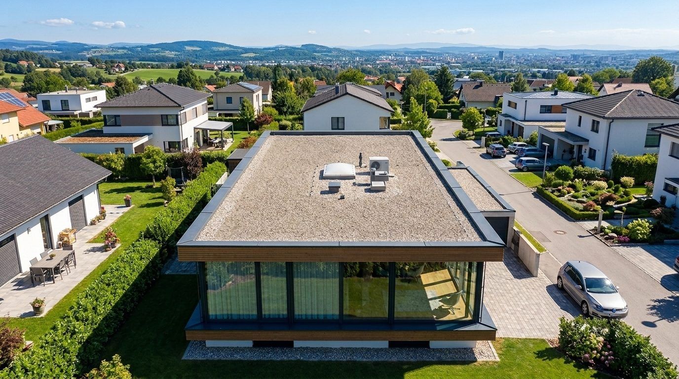 Vorher: leeres Dach ohne Photovoltaik