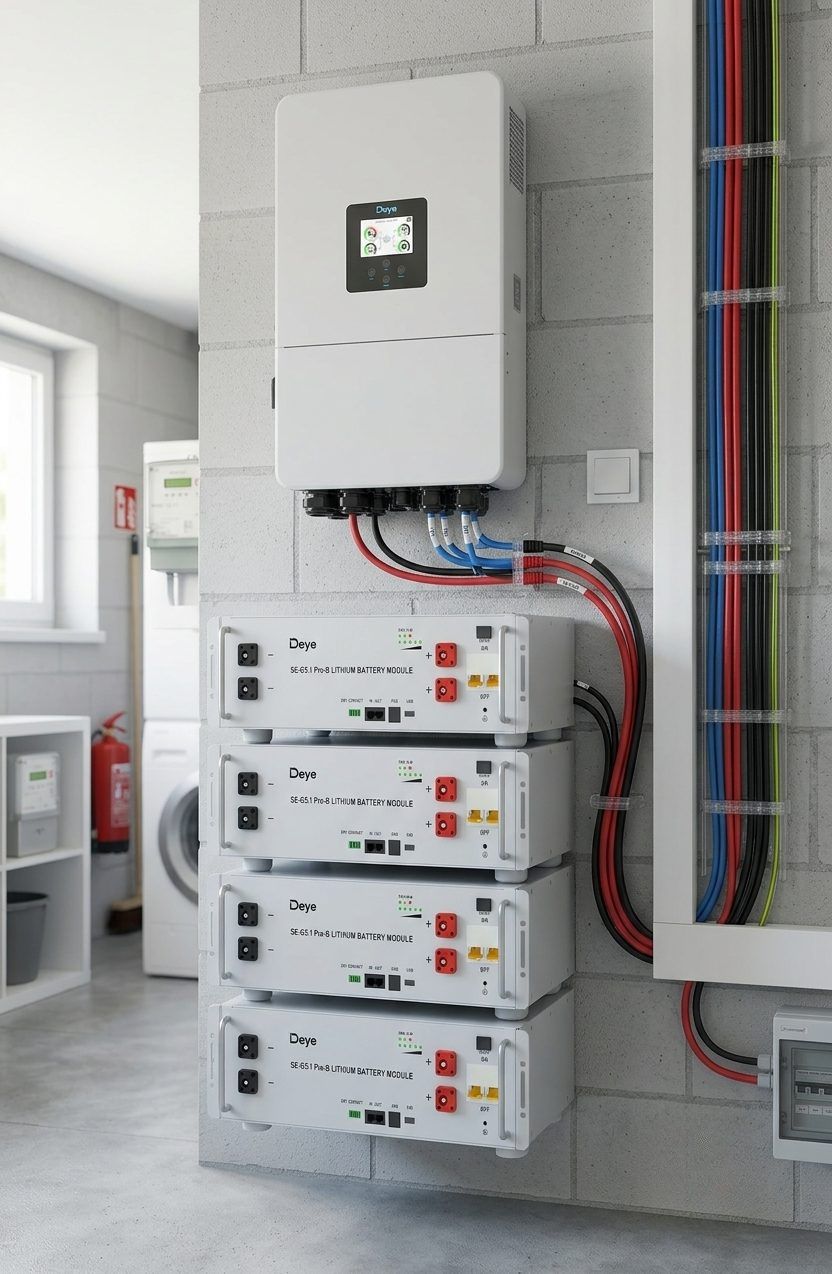 Wechselrichter und Batteriespeicher im Technikraum